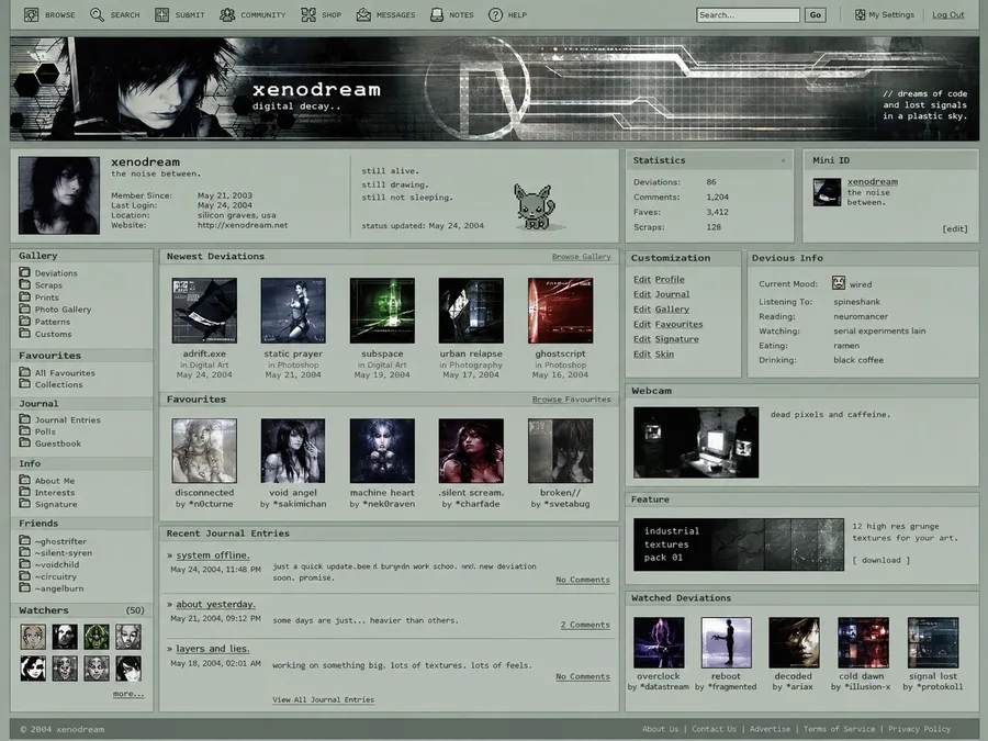 A customized digital-art community profile layout
